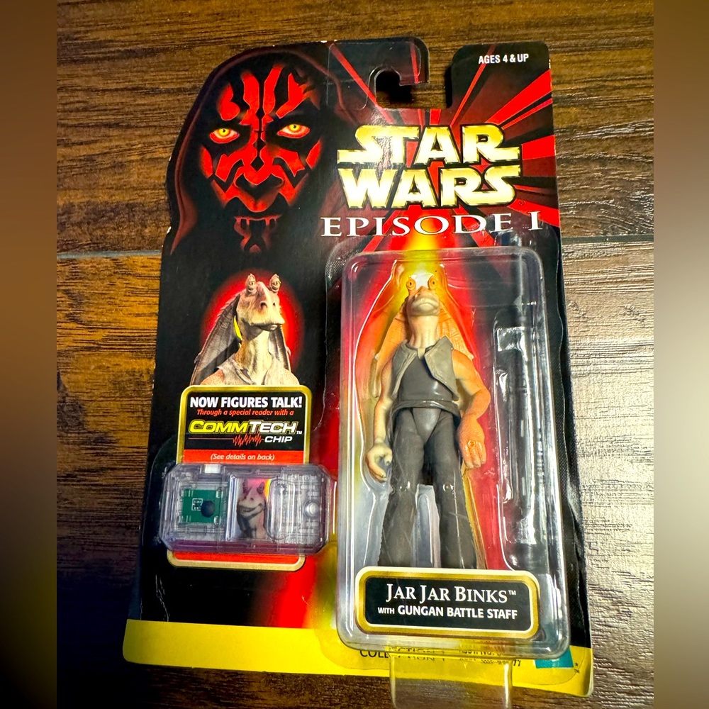 Vintage Star Wars Episode I Jar Jar Binks Naboo Swamp With Gungan Battle Staff